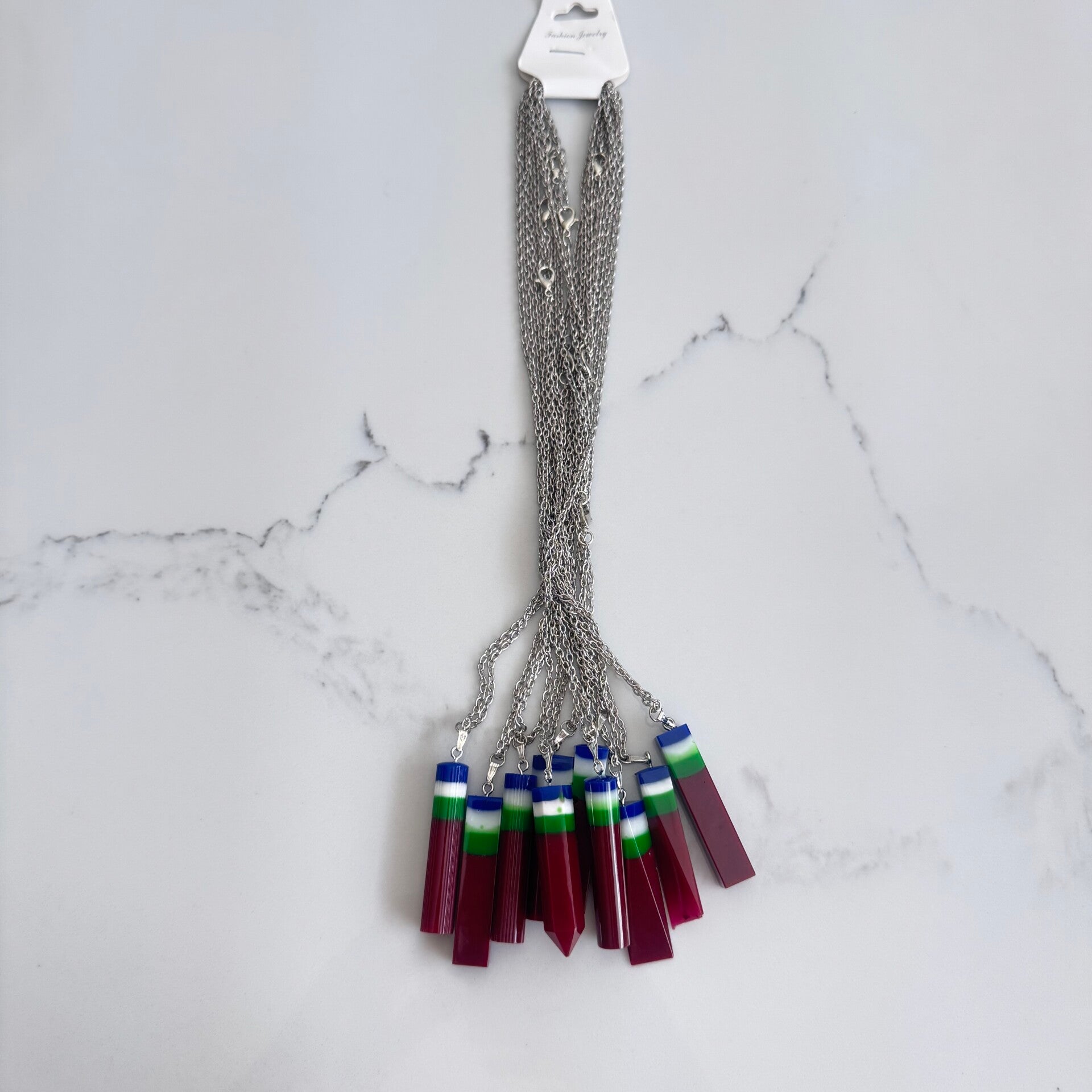 Maluku epoxy ketting zilver