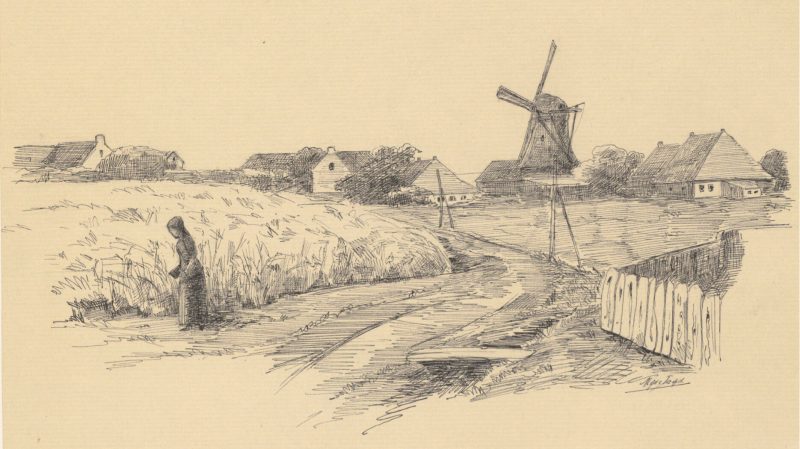 Gezicht op het dorp Midsland, nabij Klaaske’s woonplaats Formerum, omstreeks 1893.