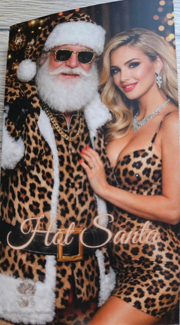Hot Santa 3er Klappkarte matt foliert