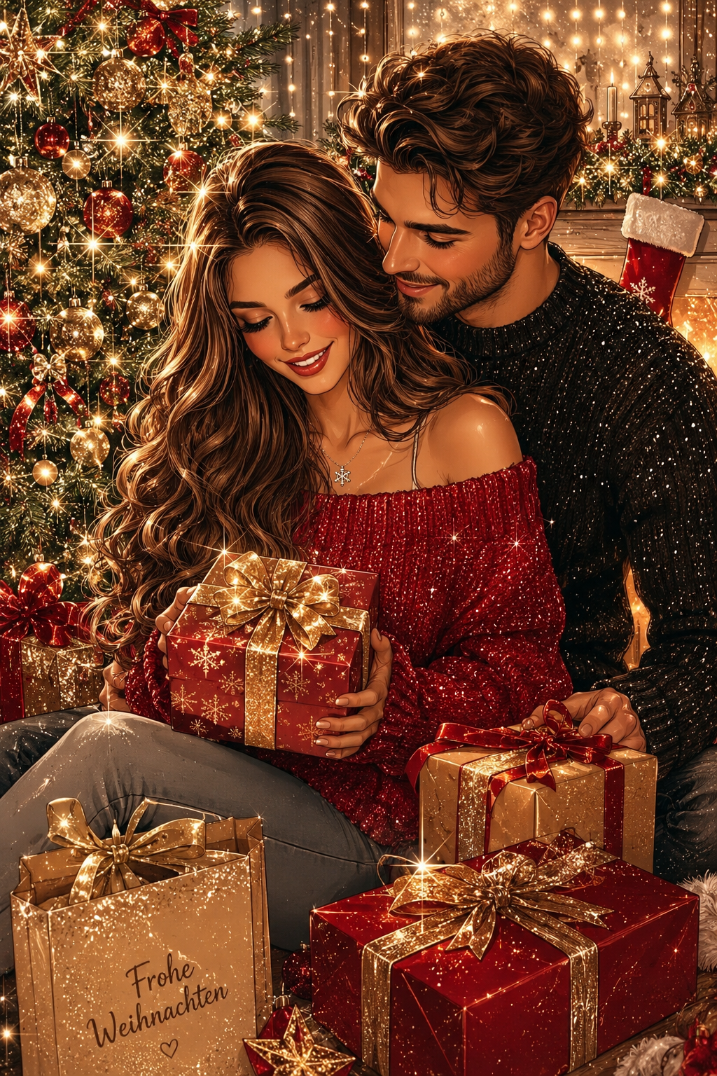 Frohe Weihnachten A5 3er Klappkarte matt foliert