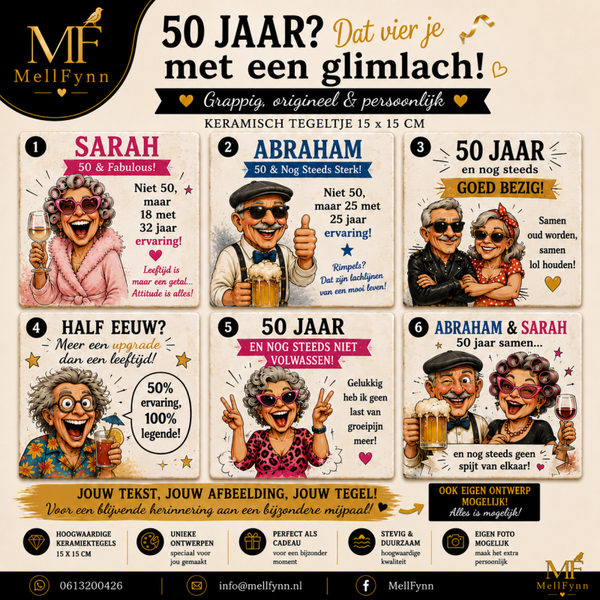 Abraham en Sarah tegels | Humoristische collectie | 15 x 15
