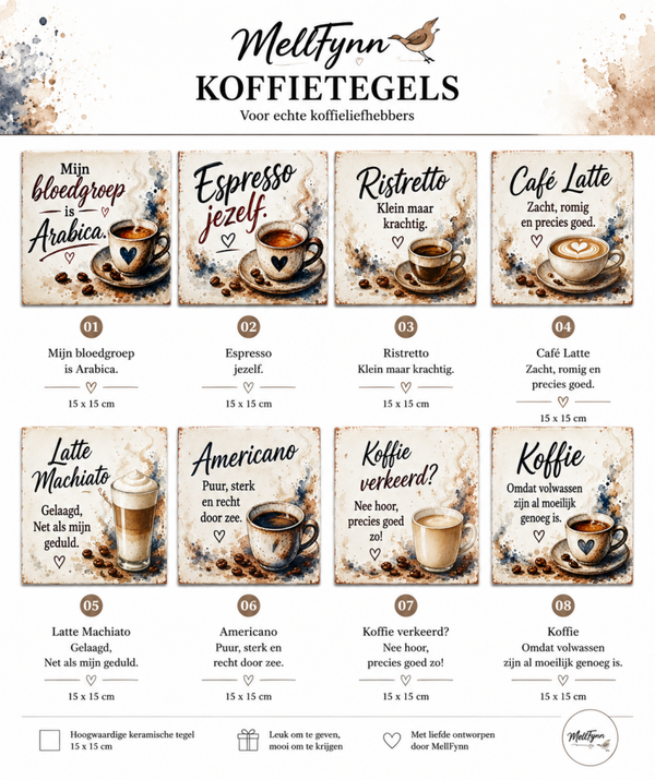 Mijn Bloedgroep is Arabica | Keramische koffietegel 15 x 15