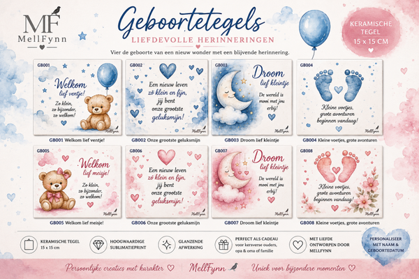 Geboortetegels | Keramische tegels 15 × 15 cm