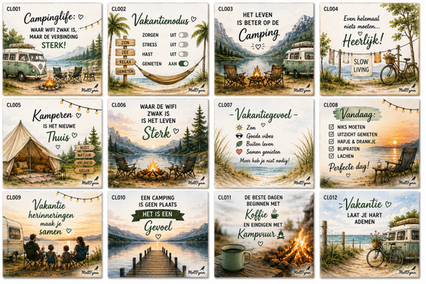 Campinglife & Vakantie Tegels | Keramische tegels 15 × 15 cm