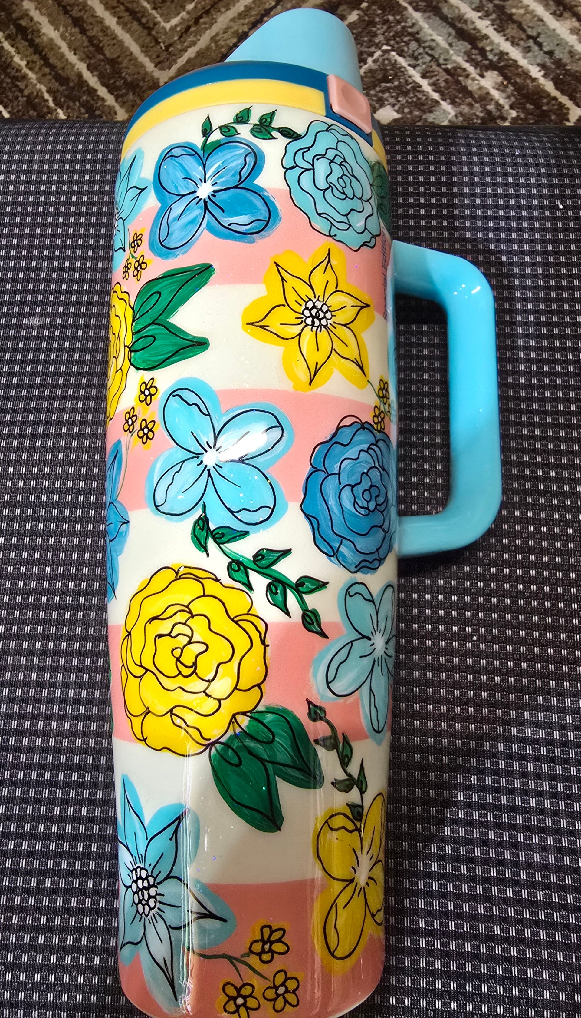 Handpainted flower tumbler