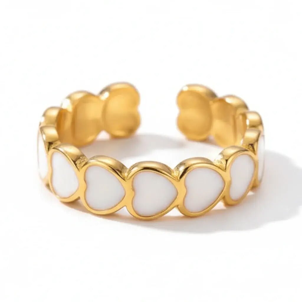 Bold Golden Enamel Heart Ring