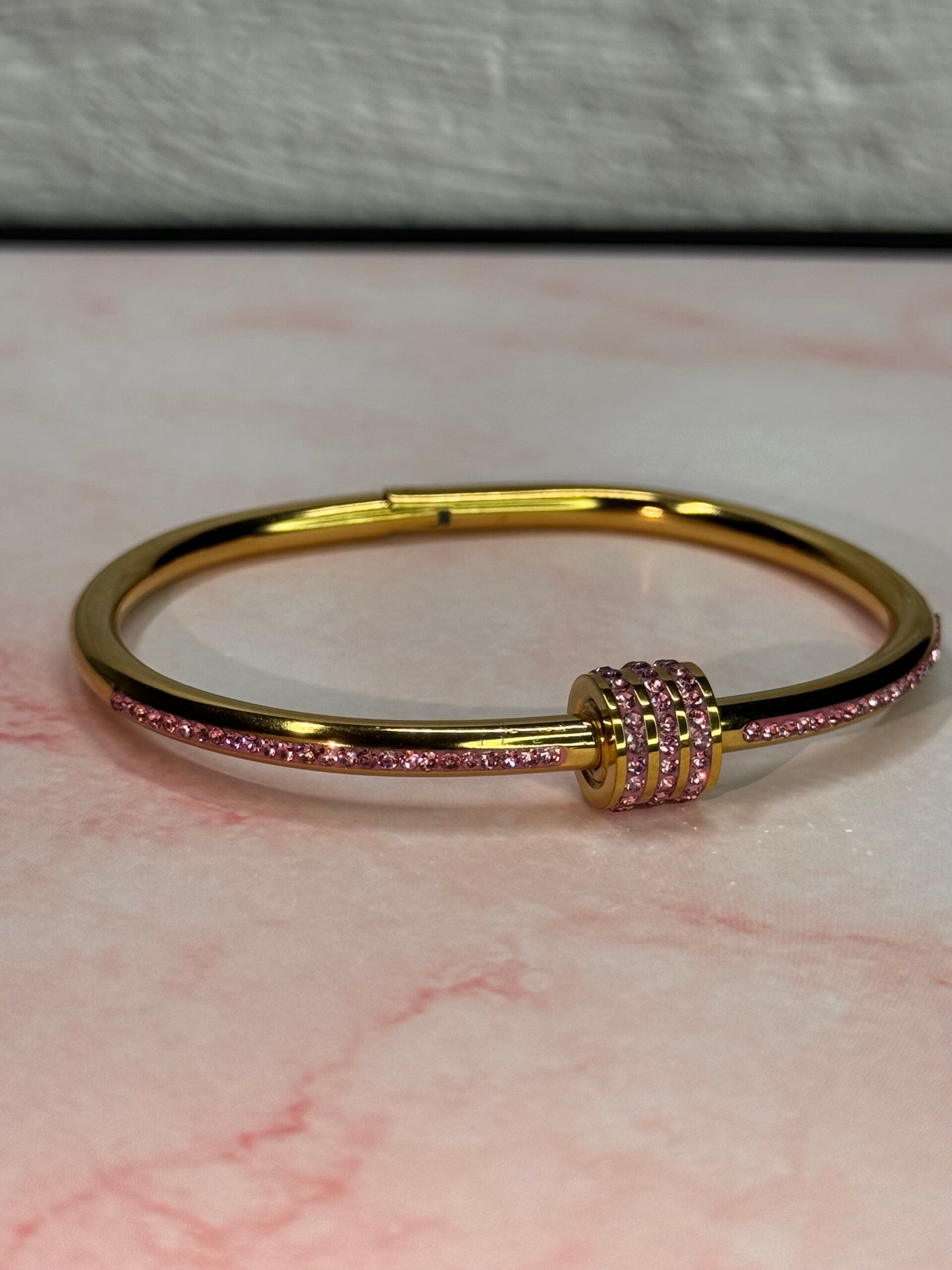 Pink Trinity Crystal Bangle