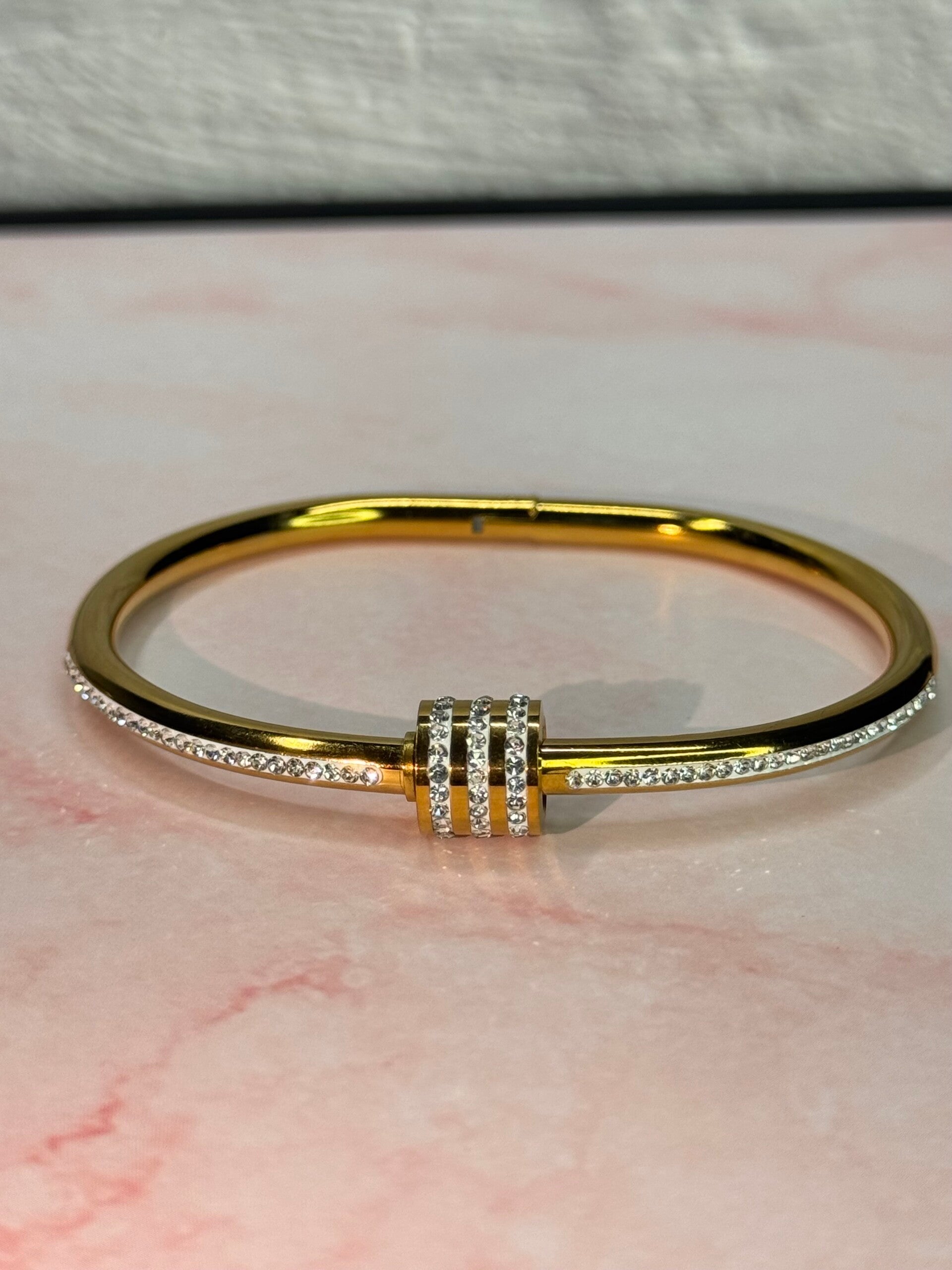 White Trinity Crystal Bangle