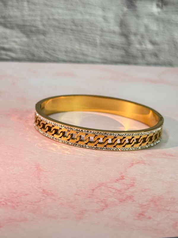 Chain Crystal golden Bangle
