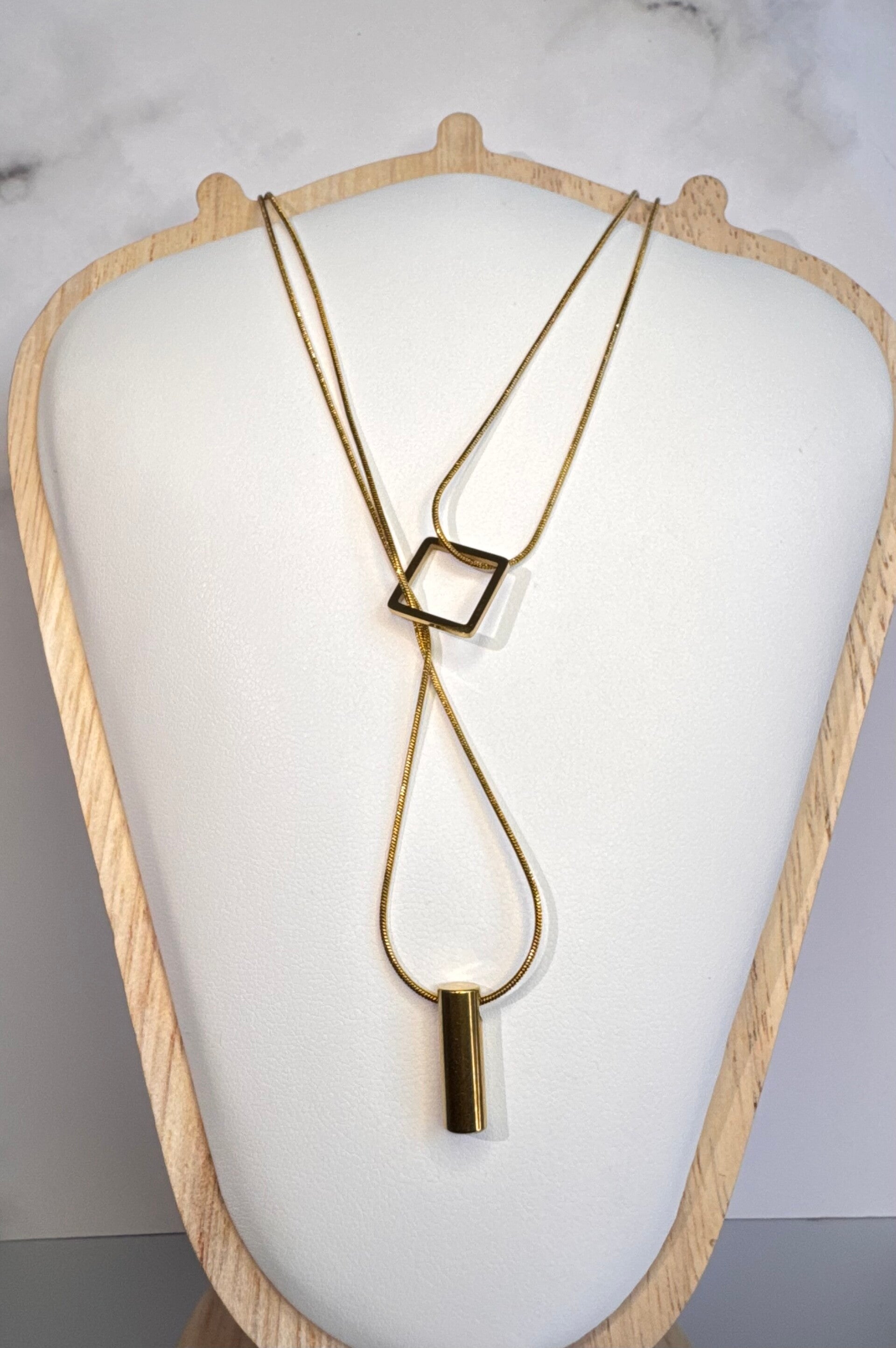 Geometric Drop Golden Necklace