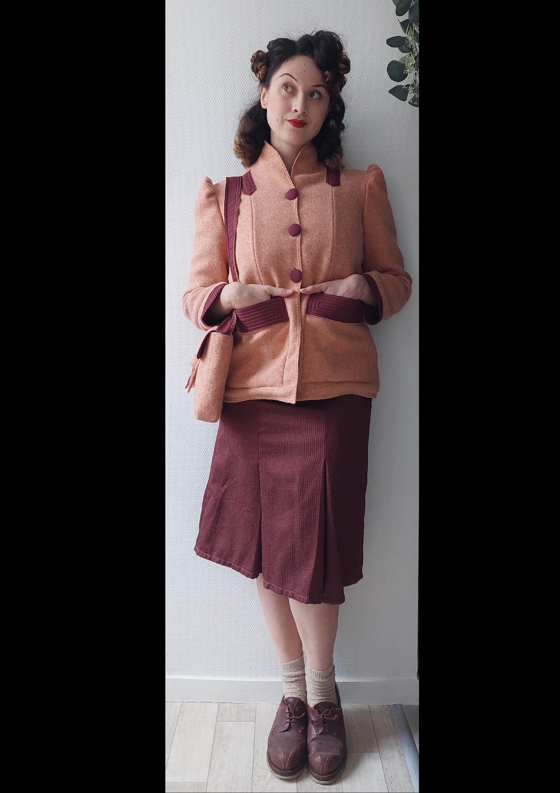 Veste et sac lainage Abricot 1940