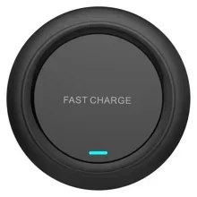 Q18 Round Shape Wireless Charger 15W Fast Charging Desktop Charging Pad - Black