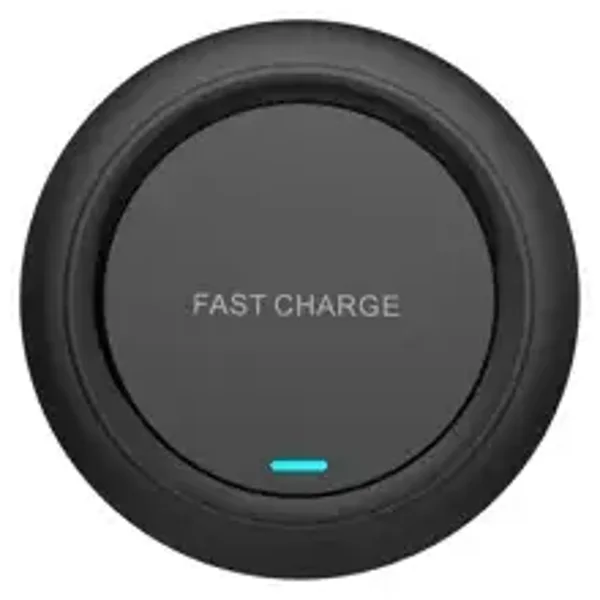 Q18 Round Shape Wireless Charger 15W Fast Charging Desktop Charging Pad - Black