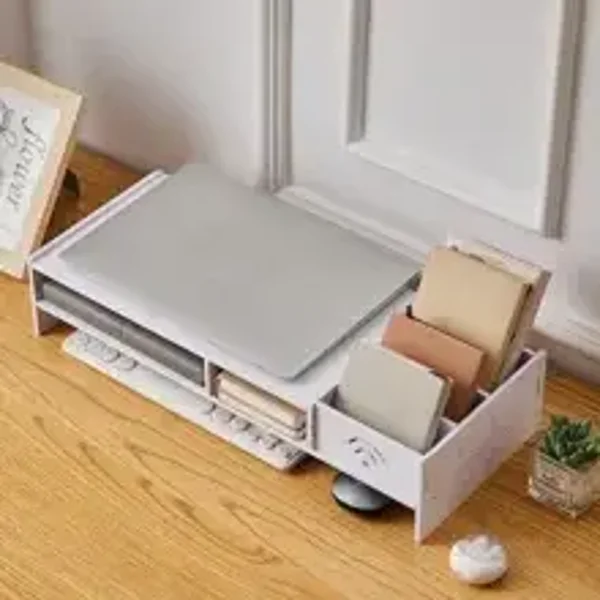 Dual Layer Organizer Storage Shelf Creative WiFi Pattern Desktop Monitor Riser Stand