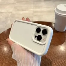 For iPhone 15 Pro Max Drop-proof Soft Silicone Case Cell Phone Shell Protective Cover - White