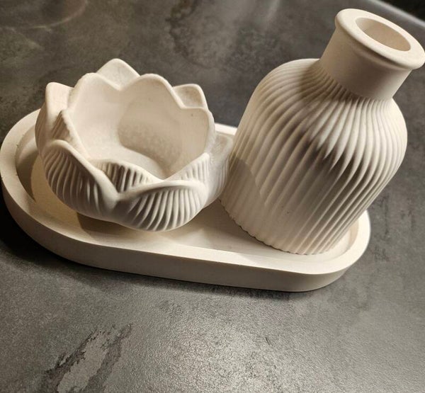 Sophisticated White Gypsum Decor Set