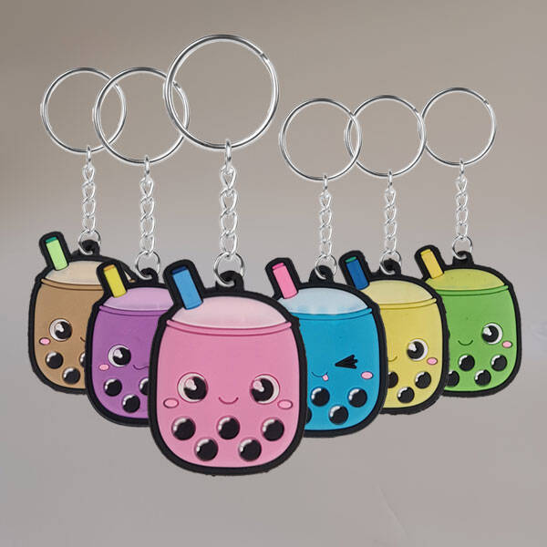 Bubble tea sleutelhangers 6 kleuren