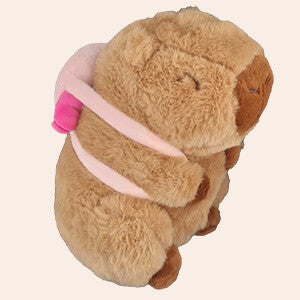 Knuffel capybara met axolotl rugzakje