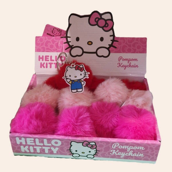 Hello kitty pompon sleutelhanger