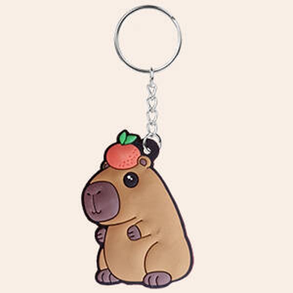 Capybara sleutelhanger met mandarijn