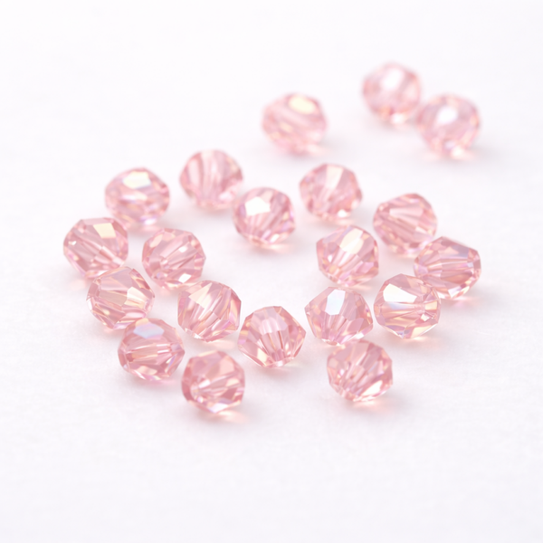 Perles toupie cristal 4 mm Light Rose rose clair délicat – lot de 20