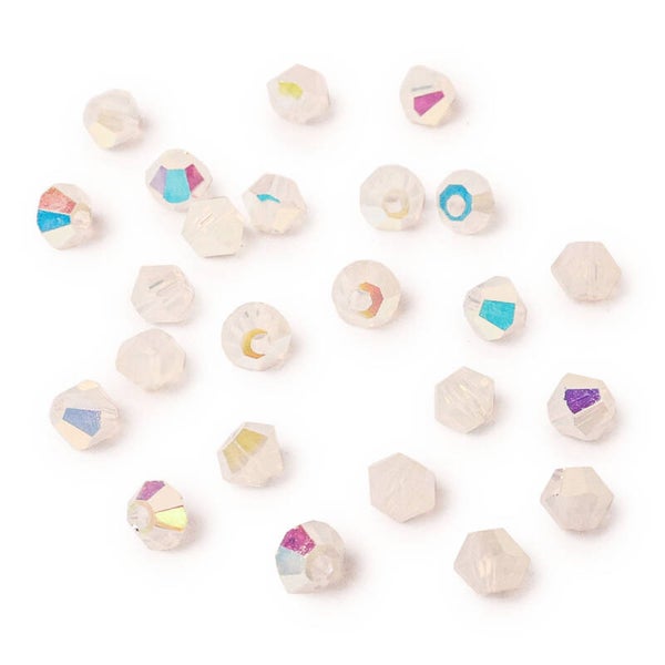 Perles toupie cristal 4 mm White Opal blanc lumineux – lot de 20