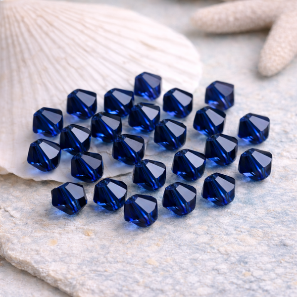 Perles toupie cristal 4 mm Dark Sapphire bleu nuit profond – lot de 20