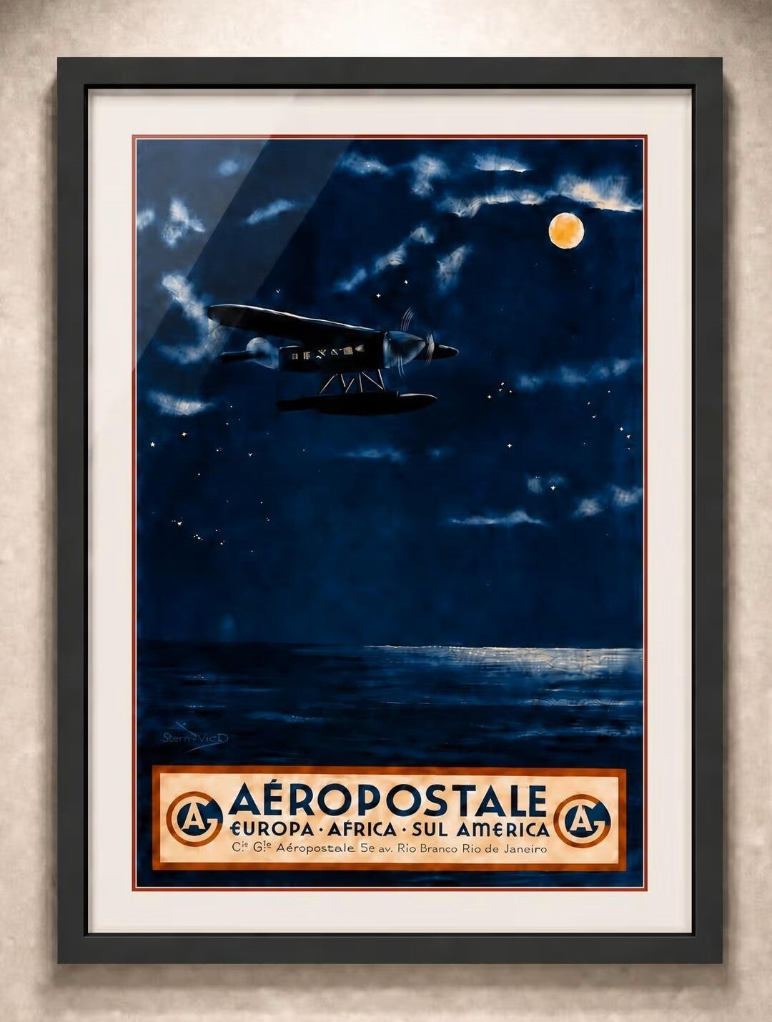 Affiche Vintage "Aéropostale" Encadrée | Voyage Rétro | L'Encadrement Martin