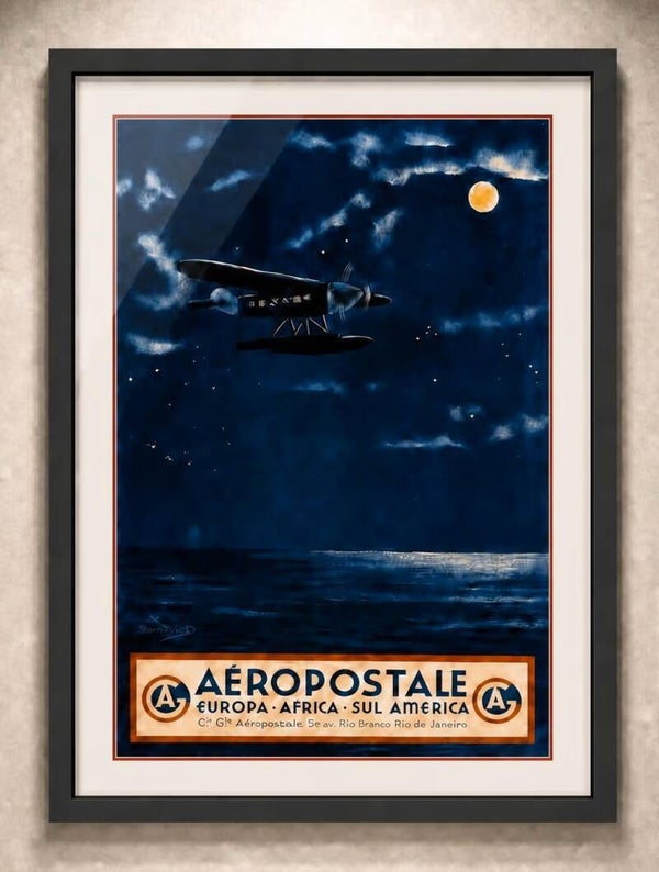 Affiche Vintage "Aéropostale" Encadrée | Voyage Rétro | L'Encadrement Martin