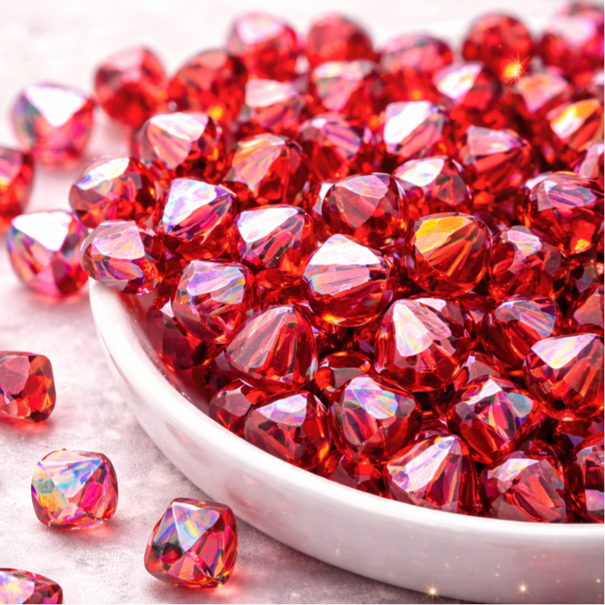 Perles toupie cristal 4 mm Indian Red rouge profond – lot de 20