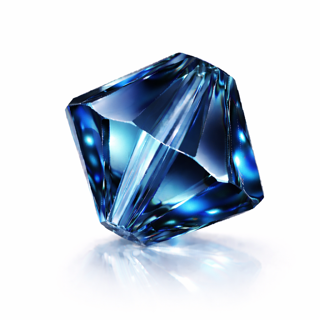 Perles toupie cristal 4 mm Jet Glacier Blue bleu glacé profond – lot de 20