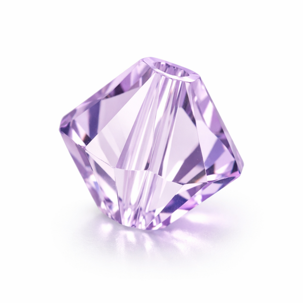 Perles toupie cristal 4 mm Light Amethyst violet clair lumineux – lot de 20