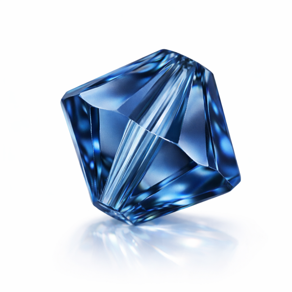 Perles toupie cristal 4 mm Montana bleu profond – lot de 20