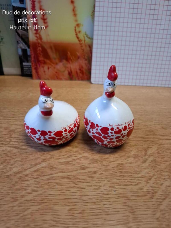 Duo de décorations coq