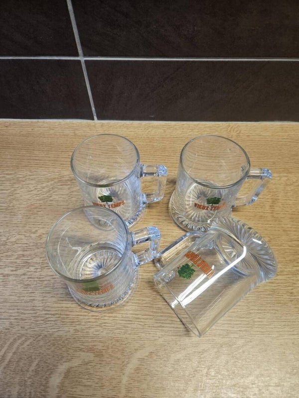 Lot de 4 verres à Bière "vieux temps " avec poignet