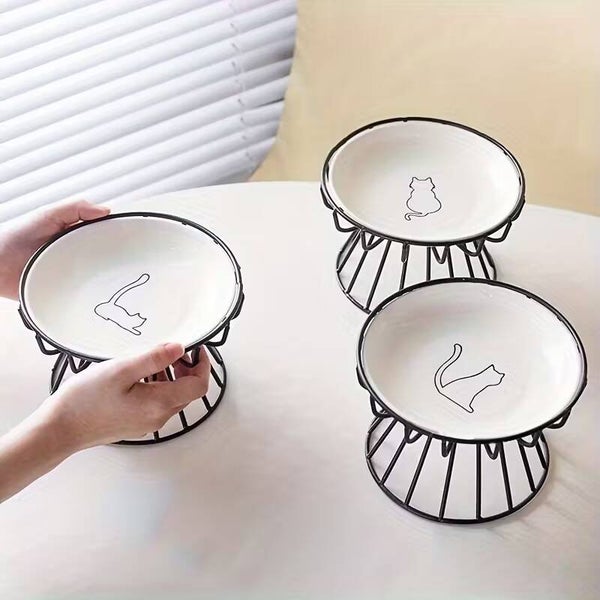 Keramische voerbak op standaard