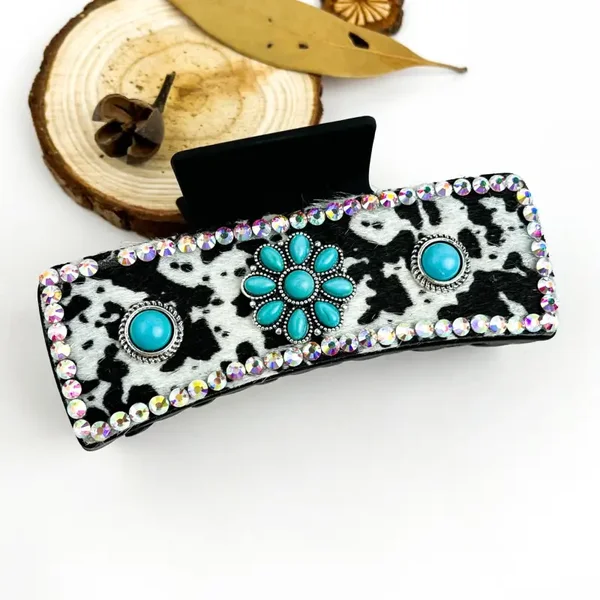 Haarclip koeienprint glitter