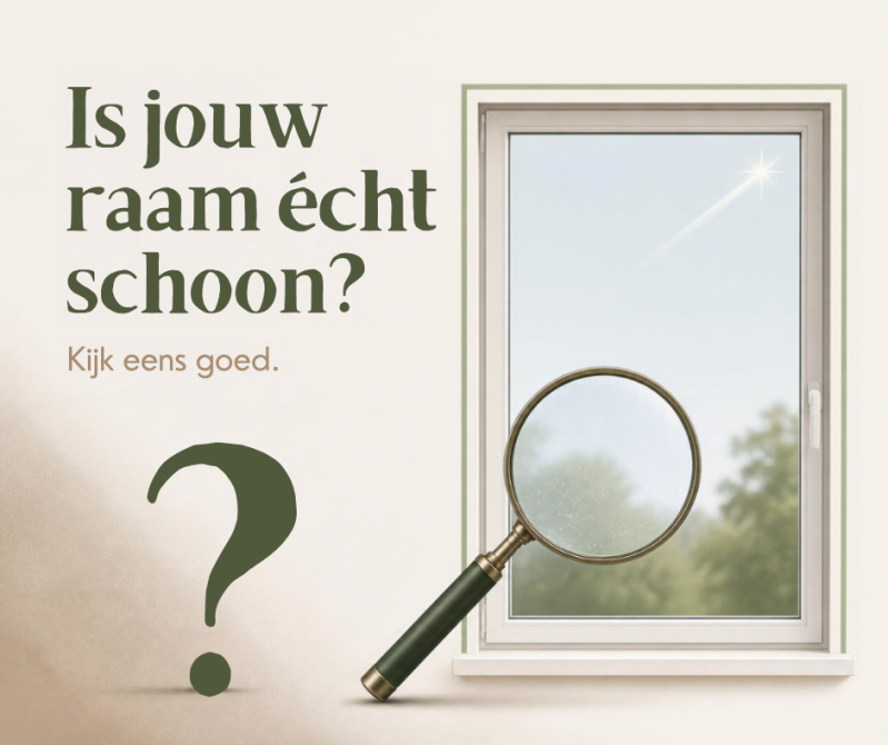 Raam met vergrootglas als illustratie bij de humoristische column De Geurpolitie over een vermeende geurhinder in een appartementsgebouw.
