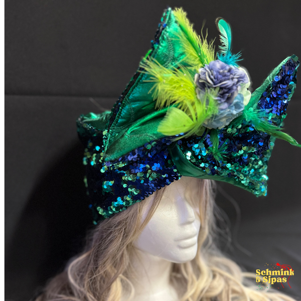 Tulband groen met pailletten blauw groen