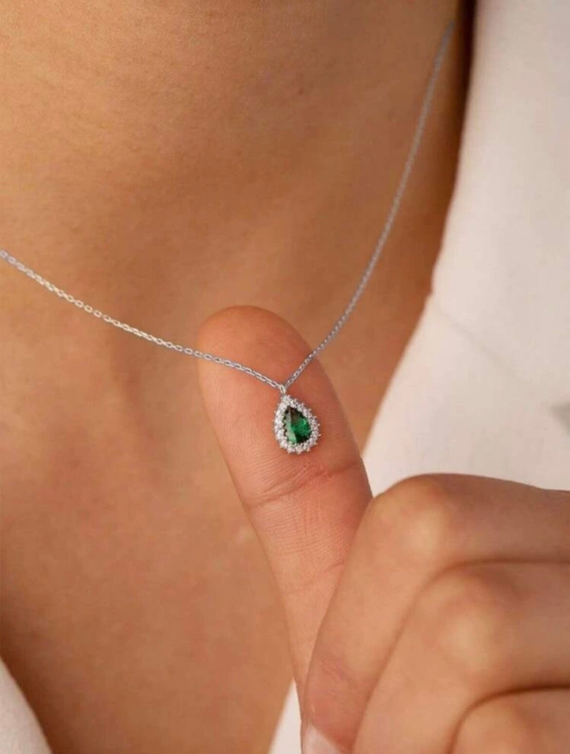 Ketting met druppel hanger 40+5cm