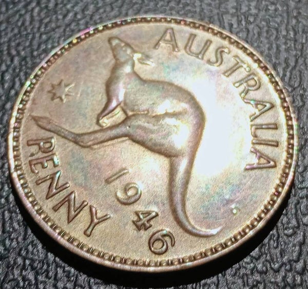 Low Mintage 1946 Australian Penny KGVI 3rd Rarest in EF/aUnc