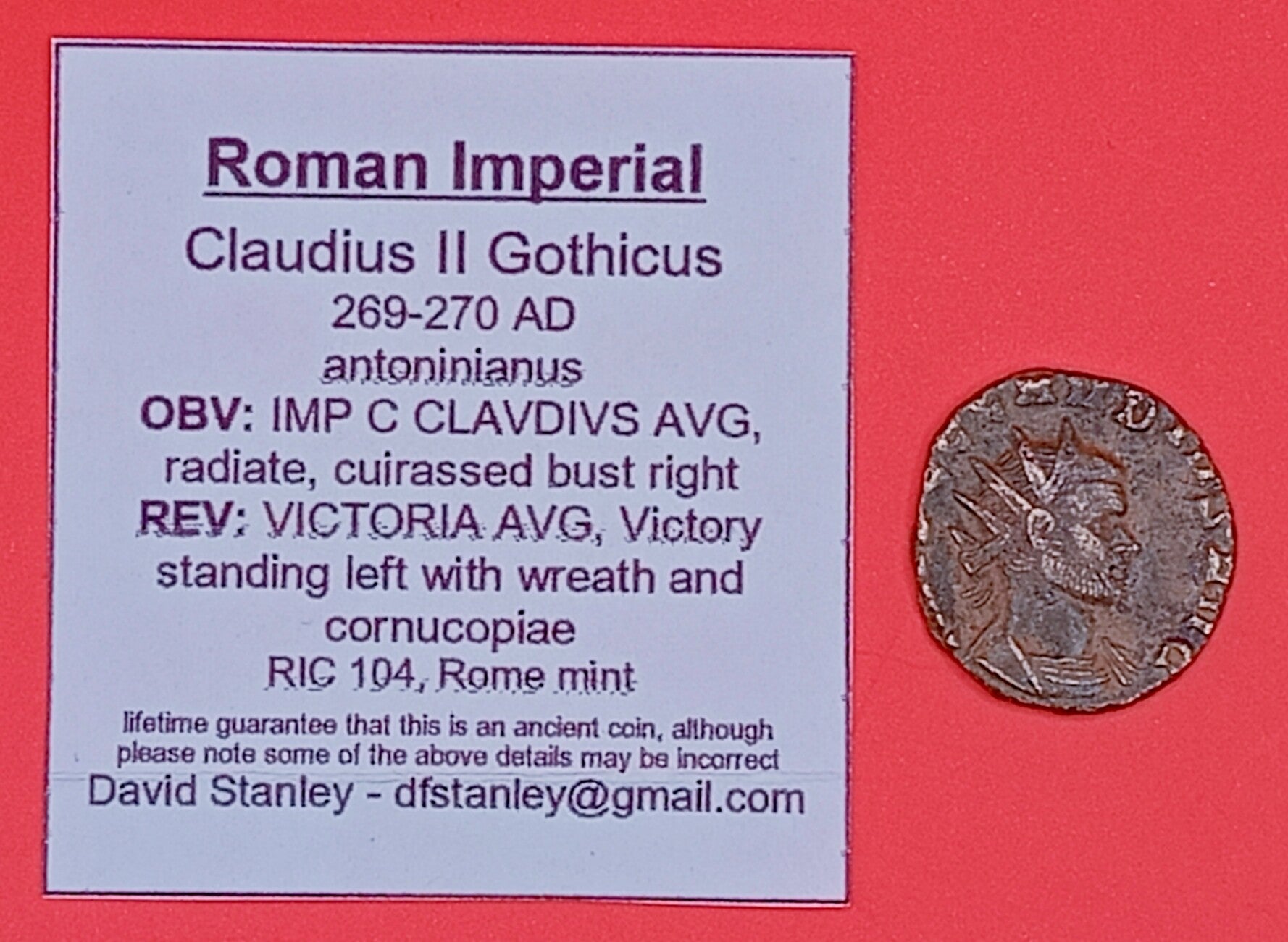 Roman Imperial Claudius II Gothicus 269-270 AD Rome Mint