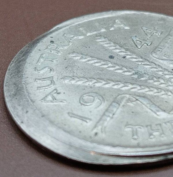 1944S Broadstrike Error Australian Silver coin Sydney Mint EF