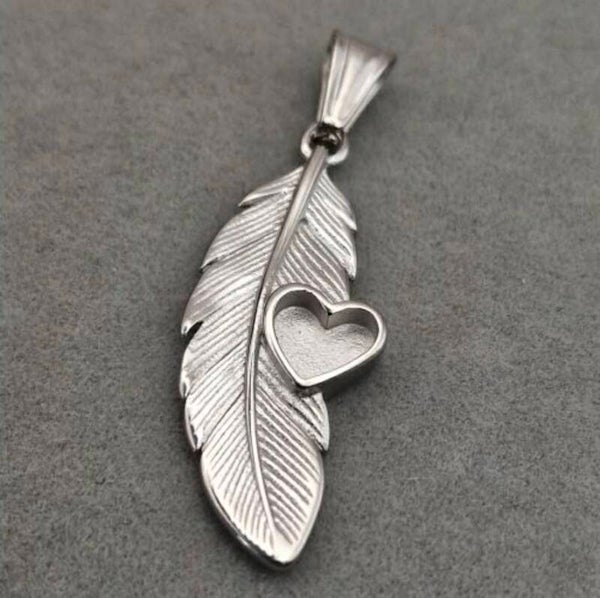 feather heart (stainless steel)
