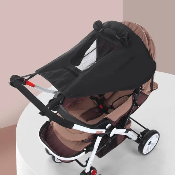Universeel UV 50+ Zonnescherm voor Buggy met Kijkvenster - Zwart - Waterproof