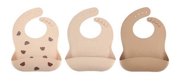 3 Stuks - Siliconen Slabbetjes met Opvangbak - Beertjes