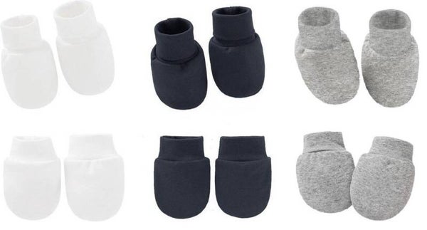 3-pack - Baby Newborn Wantjes en Slofjes - Zwart Wit Grijs