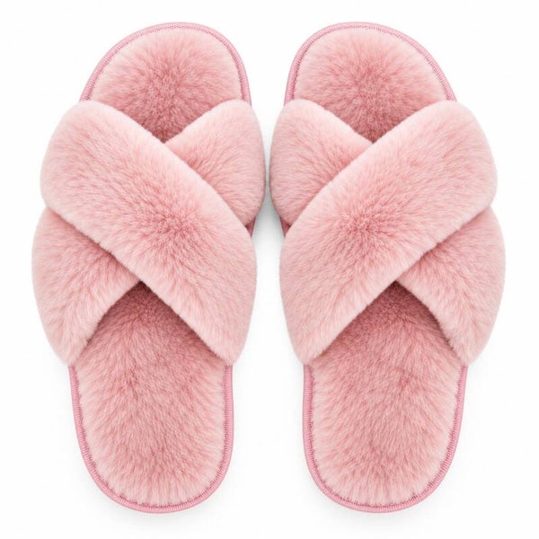 Pluchen Sloffen Pantoffels Dames – Roze – Verkrijgbaar in 2 Maten – Warme Zachte Instappers – Comfortabele Slippers voor Thuis