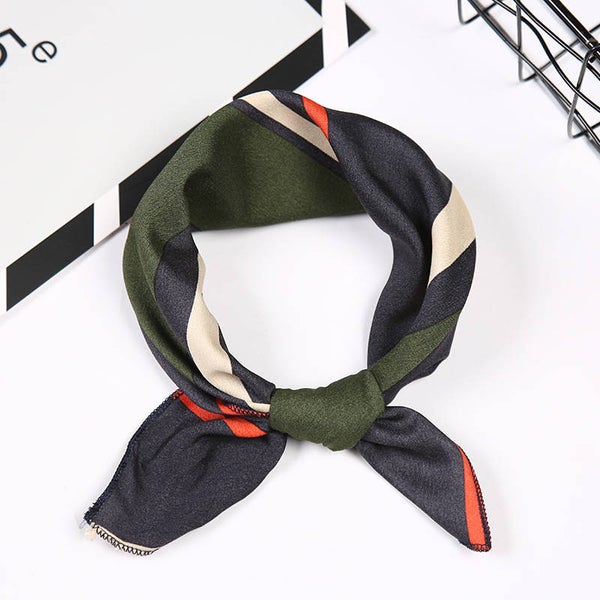 Elegant Stijlvol Hals sjaaltje - nek sjaaltje - Groen - Rood - wit - zwart print - 50x50 cm