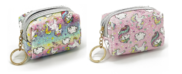 2 Stuks - Unicorn Portemonnee Glitters - Muntjes Tas